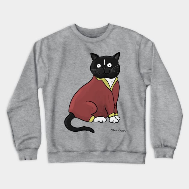 Cat Wearing Red Pajamas with Yellow Cuffs Crewneck Sweatshirt by cartoonistnate